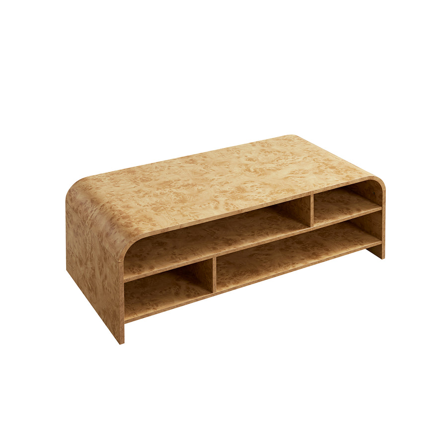 Marcel Coffee Table with Open Storage, Natural Burlwood - daals