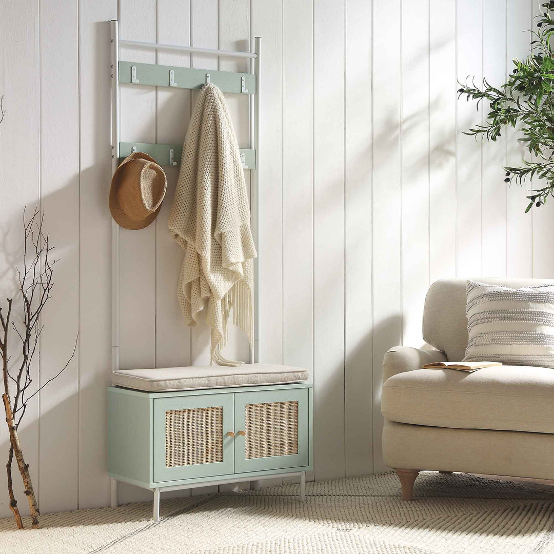 Frances Woven Hallway Unit with Cushion, Mint | daals