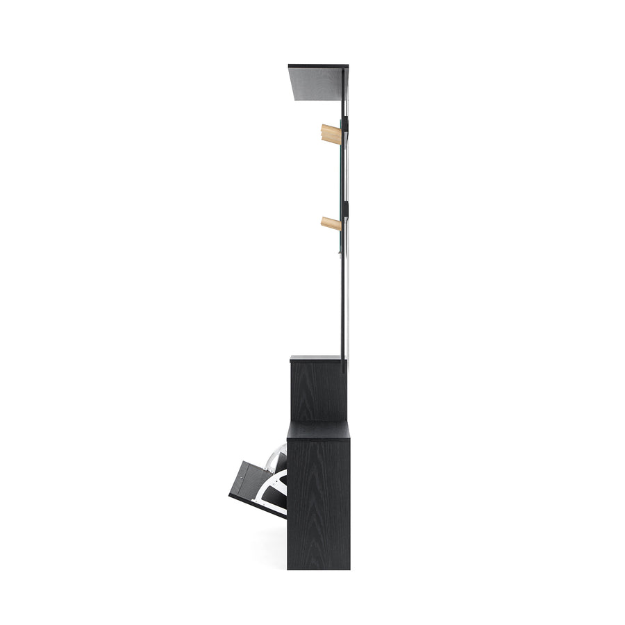 Frances Rattan Hallway Unit with Mirror, Black