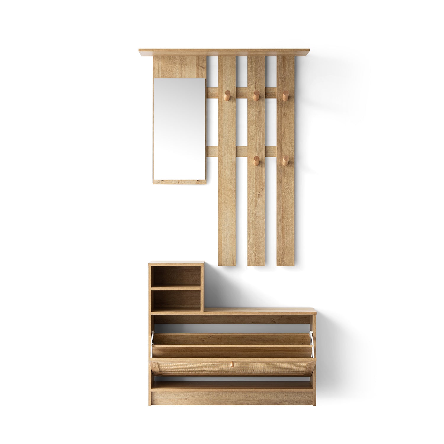 Frances Rattan Hallway Unit with Mirror, Natural