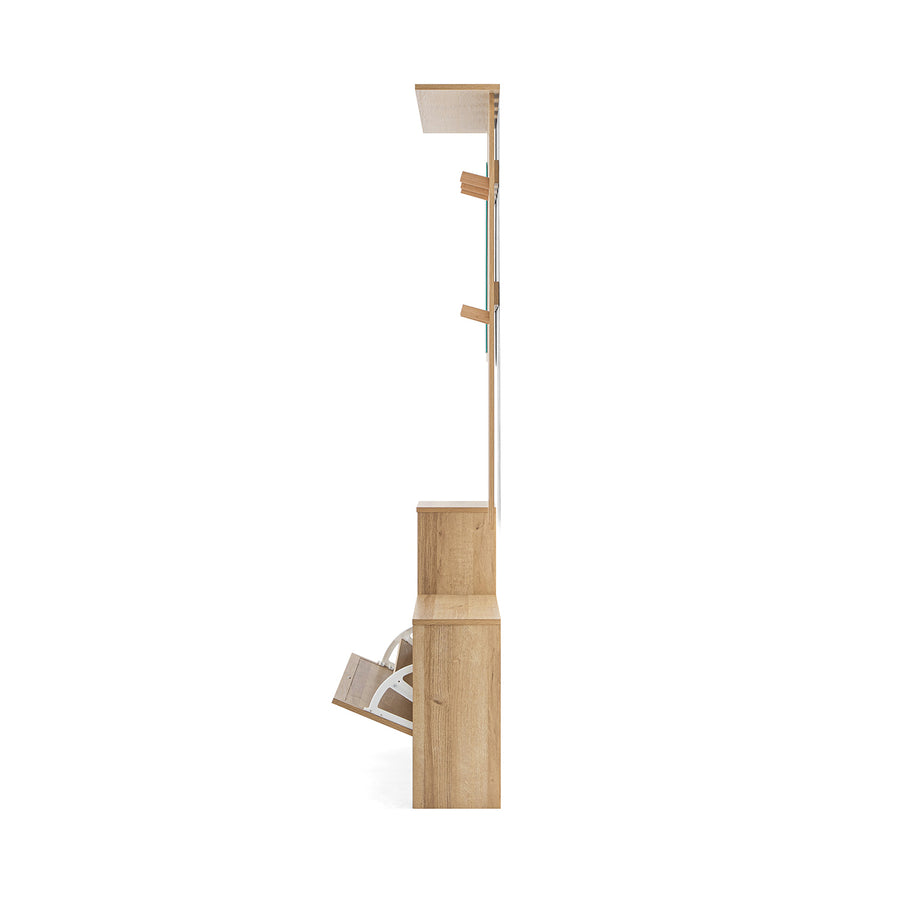 Frances Rattan Hallway Unit with Mirror, Natural