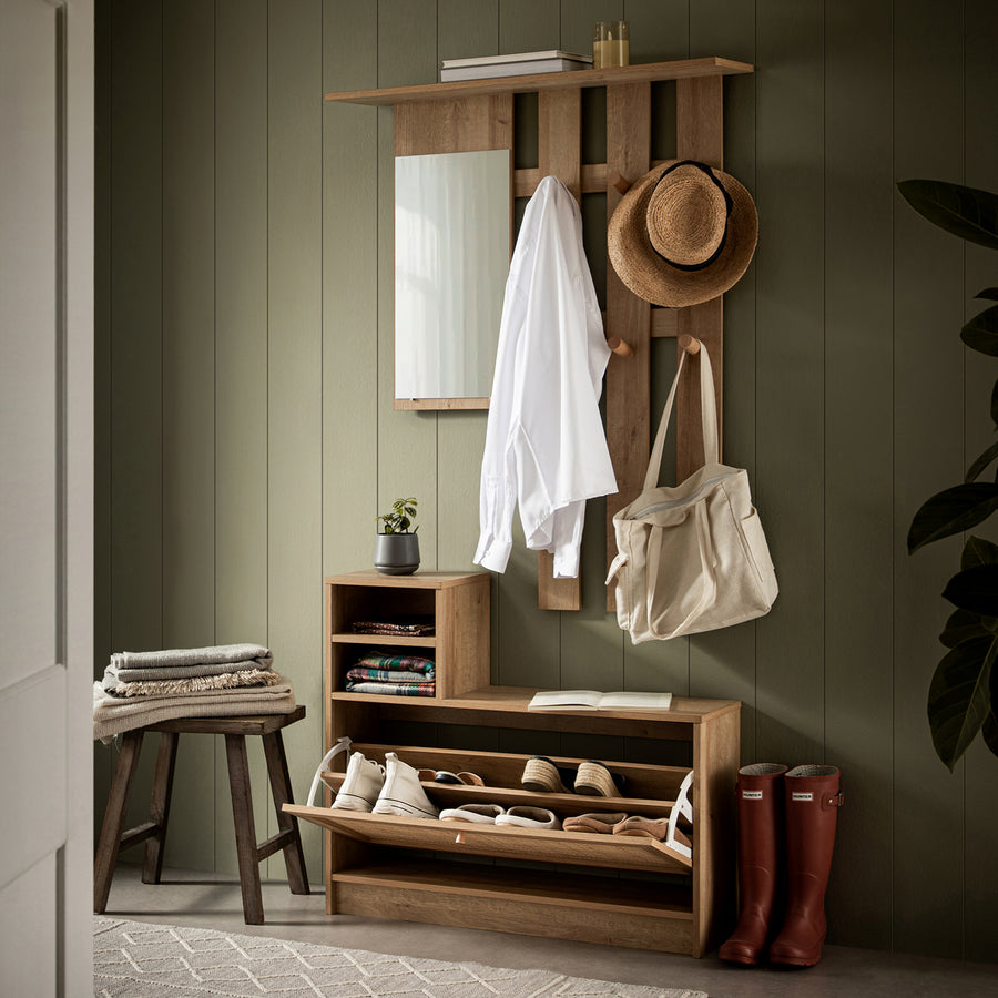 Frances Rattan Hallway Unit with Mirror, Natural