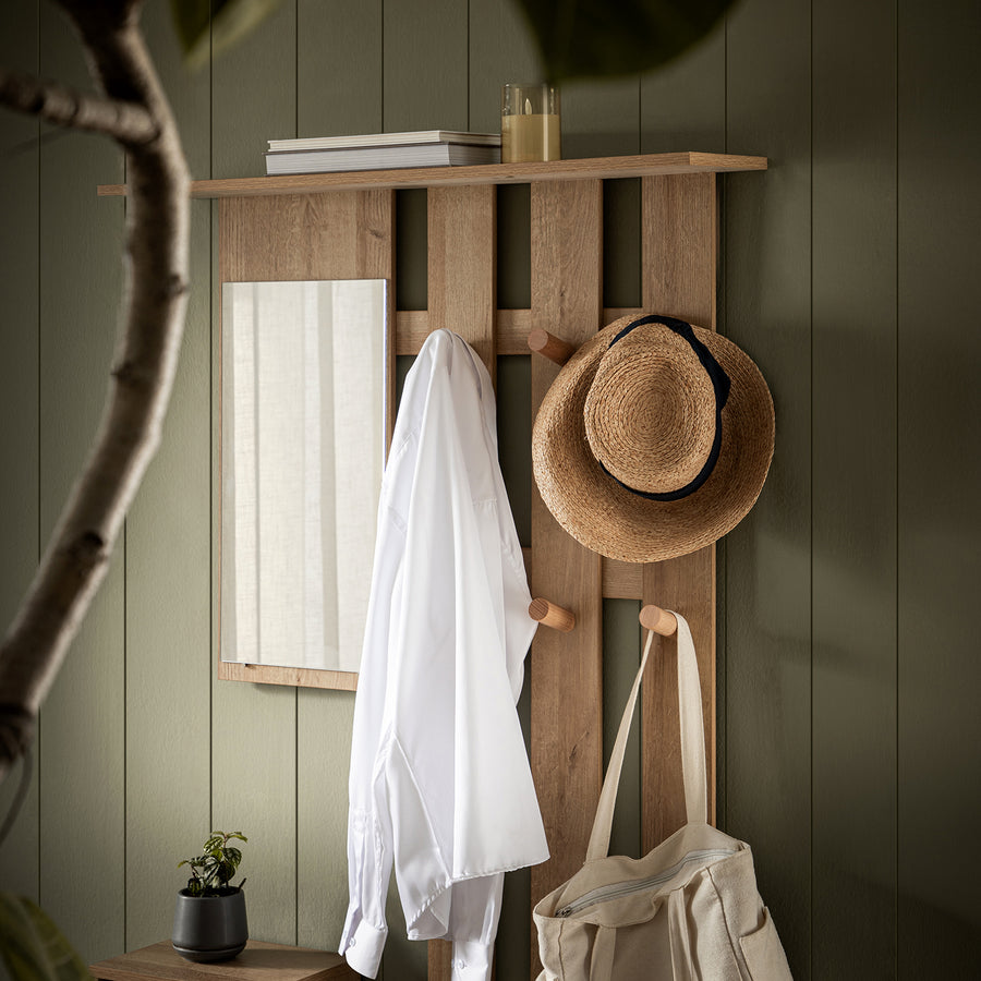 Frances Rattan Hallway Unit with Mirror, Natural