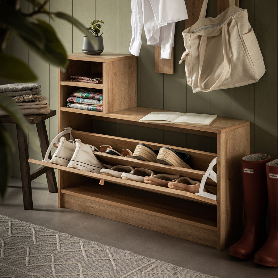 Frances Rattan Hallway Unit with Mirror, Natural