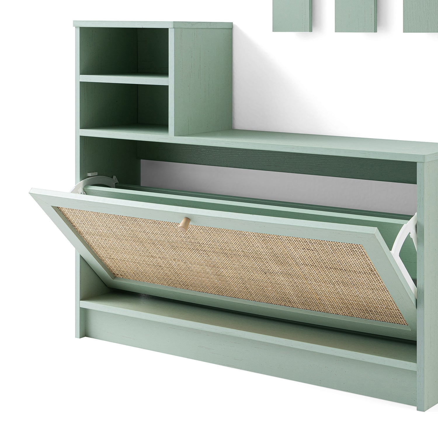 Frances Rattan Hallway Unit with Mirror, Mint