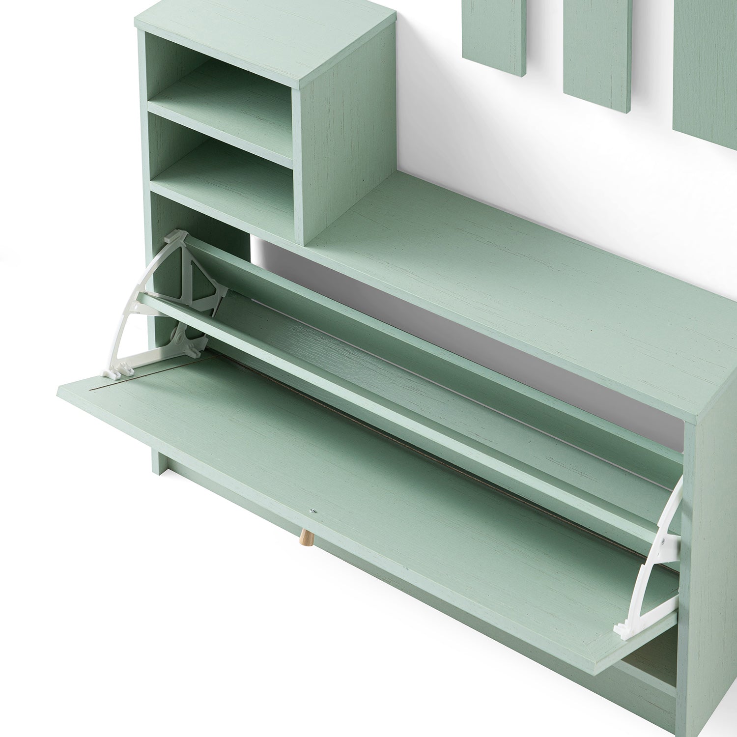 Frances Rattan Hallway Unit with Mirror, Mint