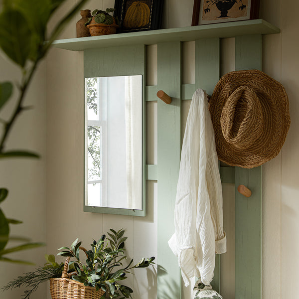 Frances Rattan Hallway Unit with Mirror, Mint - daals