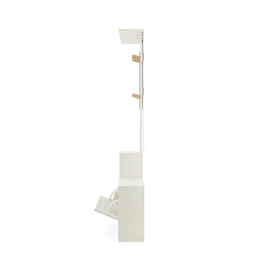 Frances Rattan Hallway Unit with Mirror, White