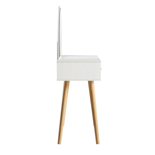 Frances Woven Rattan Dressing Table with Mirror, White