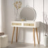 Frances Woven Rattan Dressing Table with Mirror, White - daals