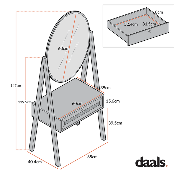 Frances Woven Rattan Standing Dressing Table with Mirror, Mint