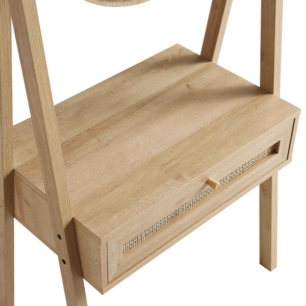 Frances Woven Rattan Standing Dressing Table with Mirror, Natural