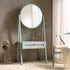 Frances Woven Rattan Standing Dressing Table with Mirror, Mint - daals
