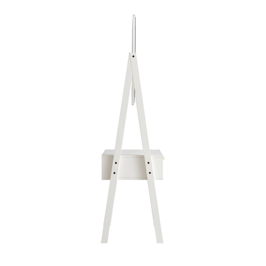 Frances Woven Rattan Standing Dressing Table with Mirror, White