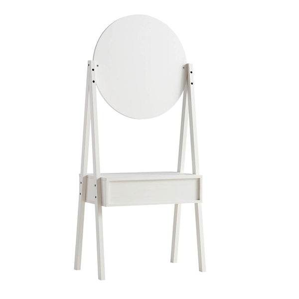 Frances Woven Rattan Standing Dressing Table with Mirror, White