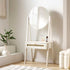 Frances Woven Rattan Standing Dressing Table with Mirror, White - daals