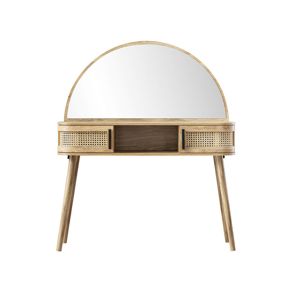 Izzy Curved Rattan Dressing Table, Natural
