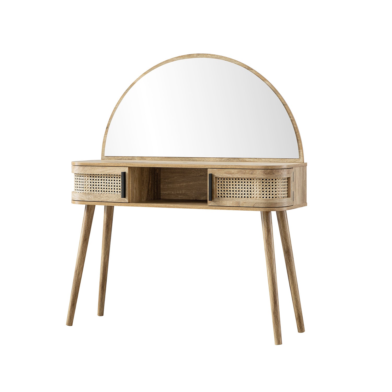 Compact Rattan Dressing Table Izzy Curved Rattan Dressing Table, Natural | daals