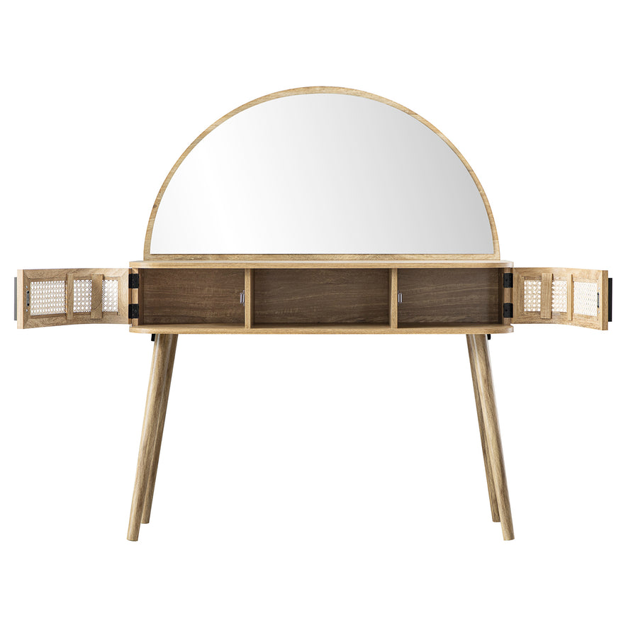 Izzy Curved Rattan Dressing Table, Natural