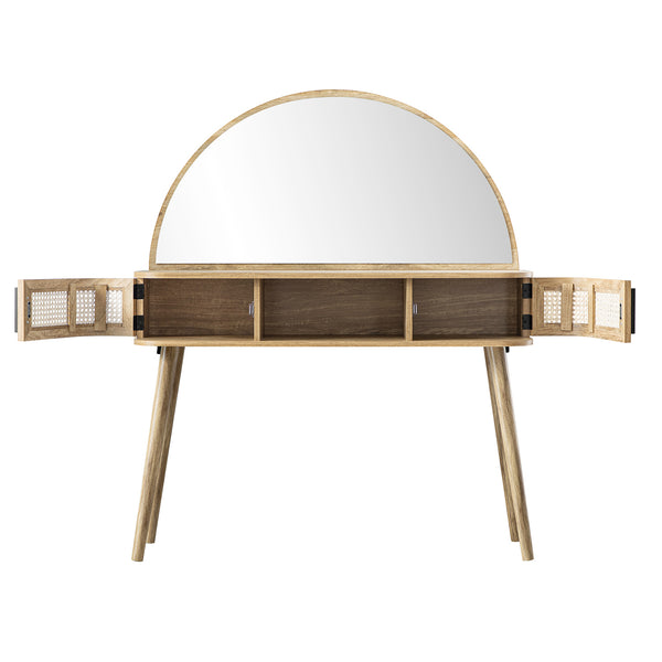 Izzy Curved Rattan Dressing Table, Natural