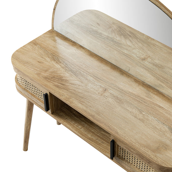 Izzy Curved Rattan Dressing Table, Natural