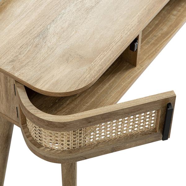 Izzy Curved Rattan Dressing Table, Natural