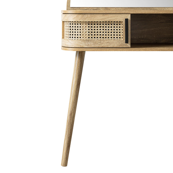 Izzy Curved Rattan Dressing Table, Natural