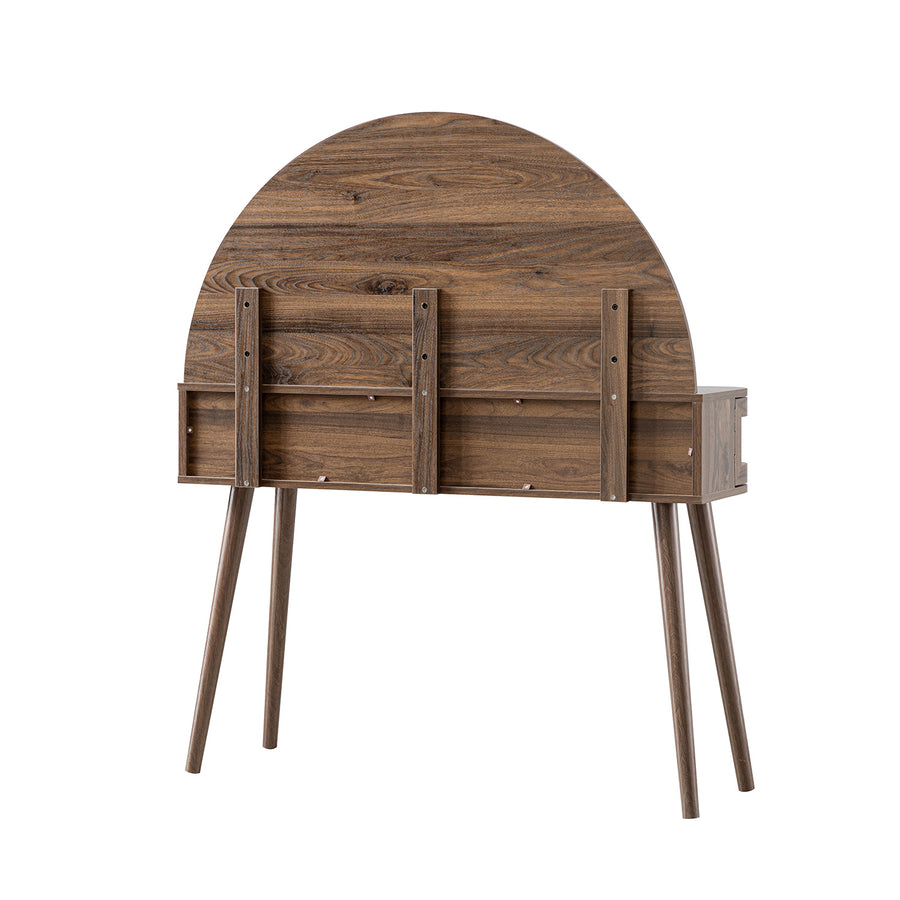 Izzy Curved Rattan Dressing Table, Walnut