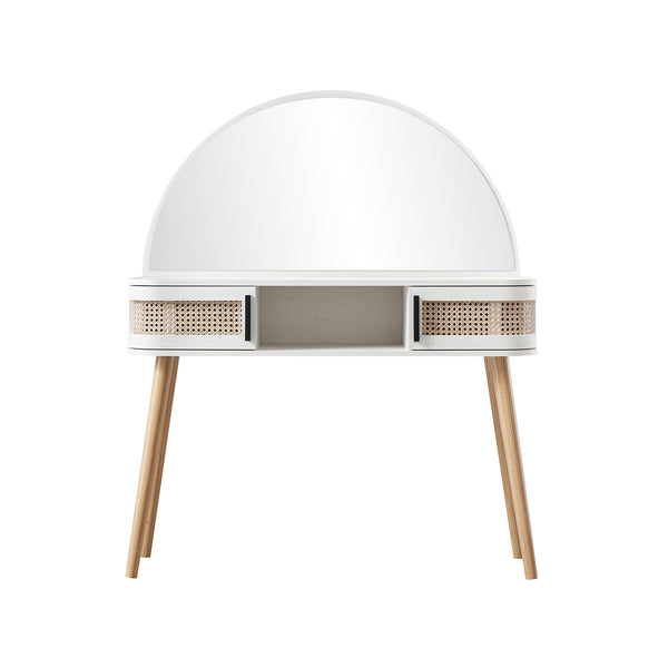 Izzy Curved Rattan Dressing Table, White