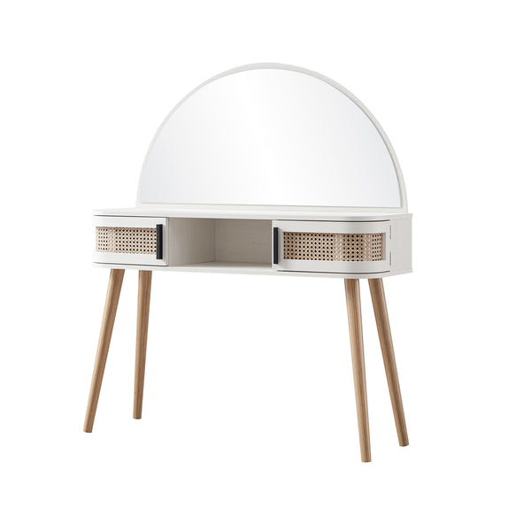 Izzy Curved Rattan Dressing Table, White