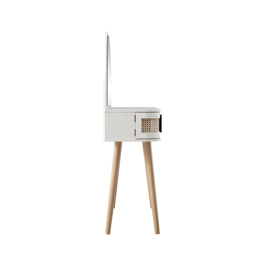 Izzy Curved Rattan Dressing Table, White