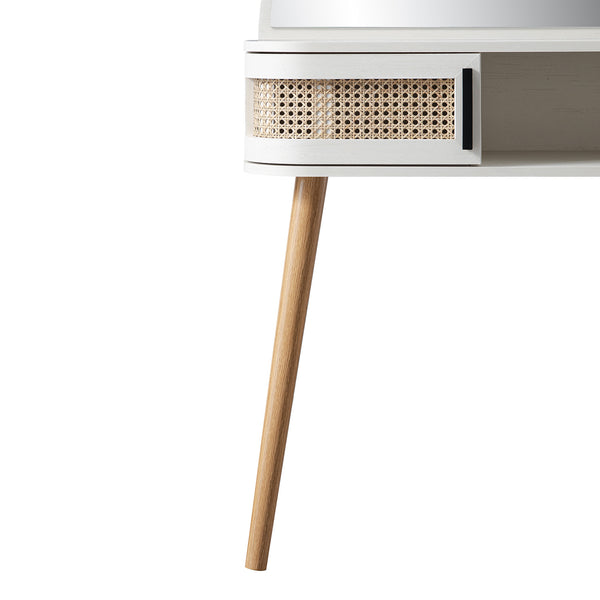 Izzy Curved Rattan Dressing Table, White