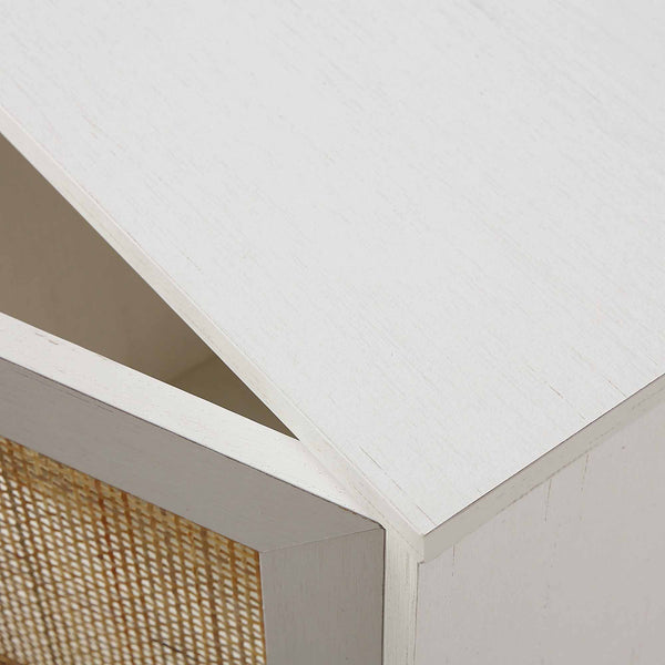 Frances Woven Rattan 2-Door Desk, White