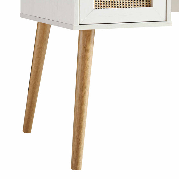 Frances Woven Rattan 2-Door Desk, White