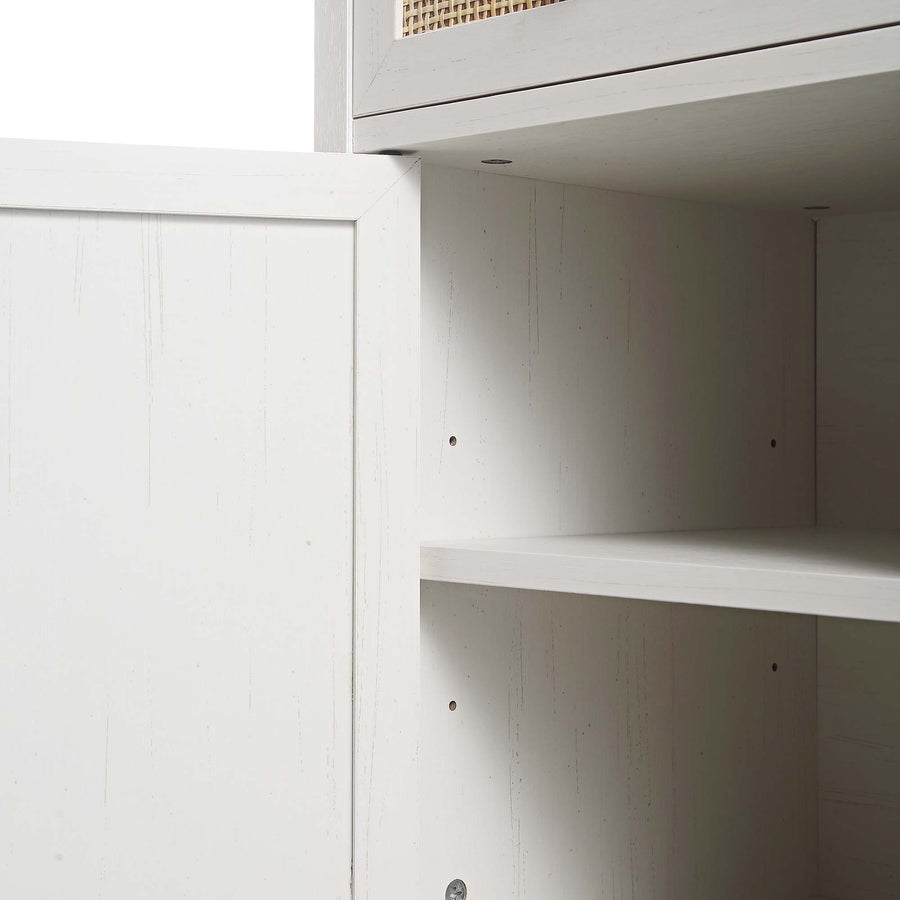 Frances Woven Rattan 3-Drawer Desk, White