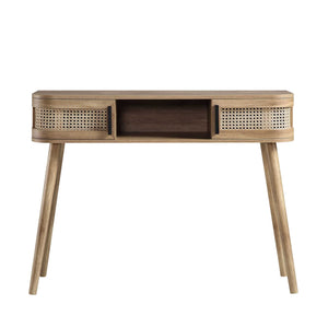 Izzy Curved Rattan 2-Door Table, Natural