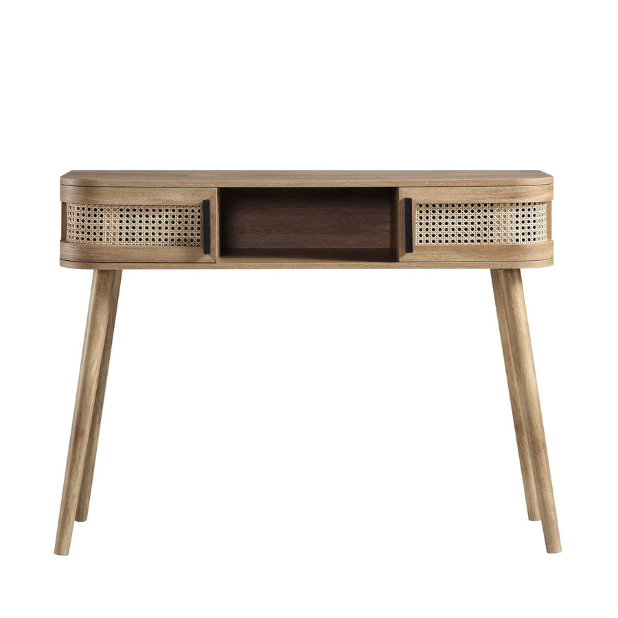 Izzy Curved Rattan 2-Door Table, Natural