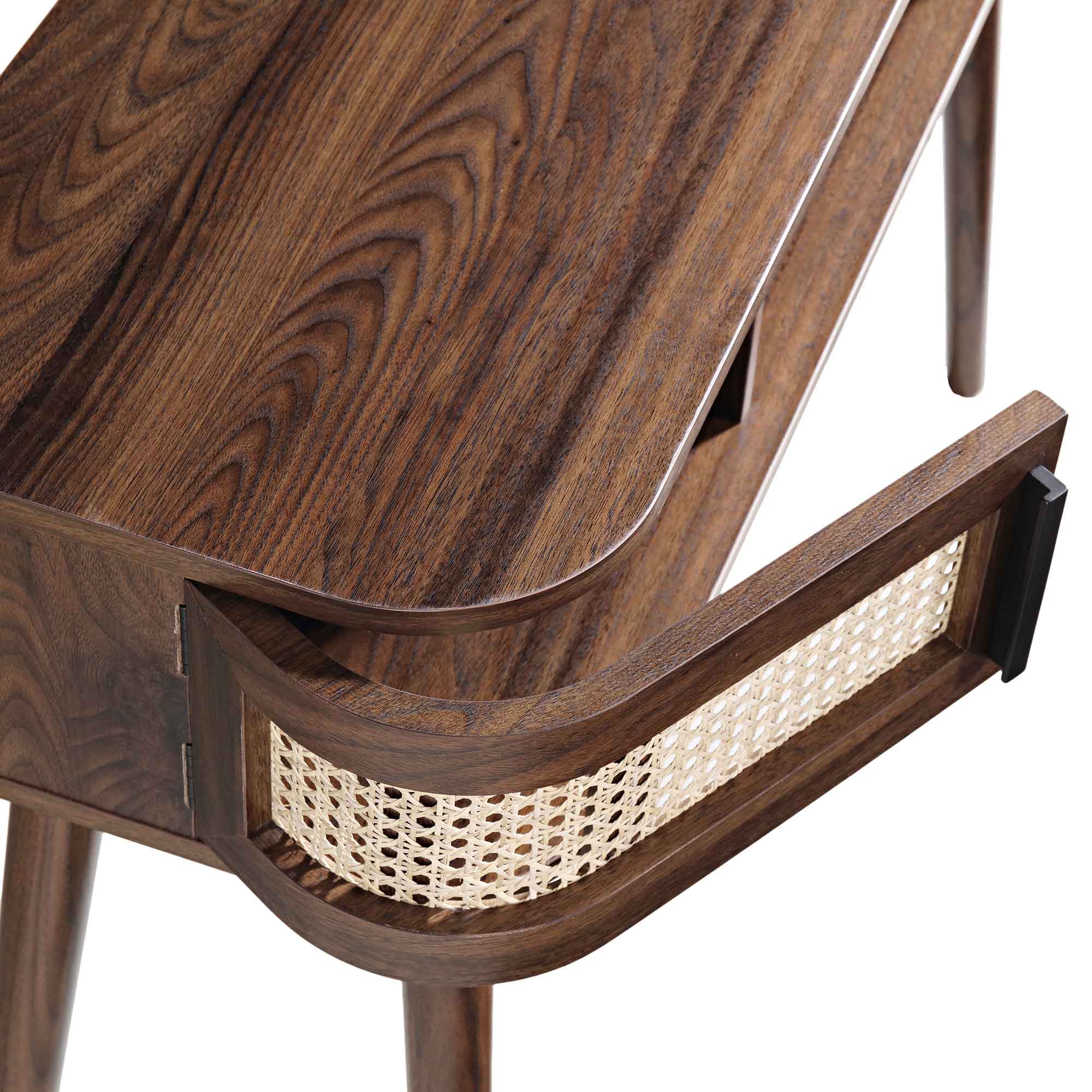 Izzy Curved Rattan 2-Door Table, Walnut | daals Izzy Curved Rattan 2-Door Table, Walnut | daals