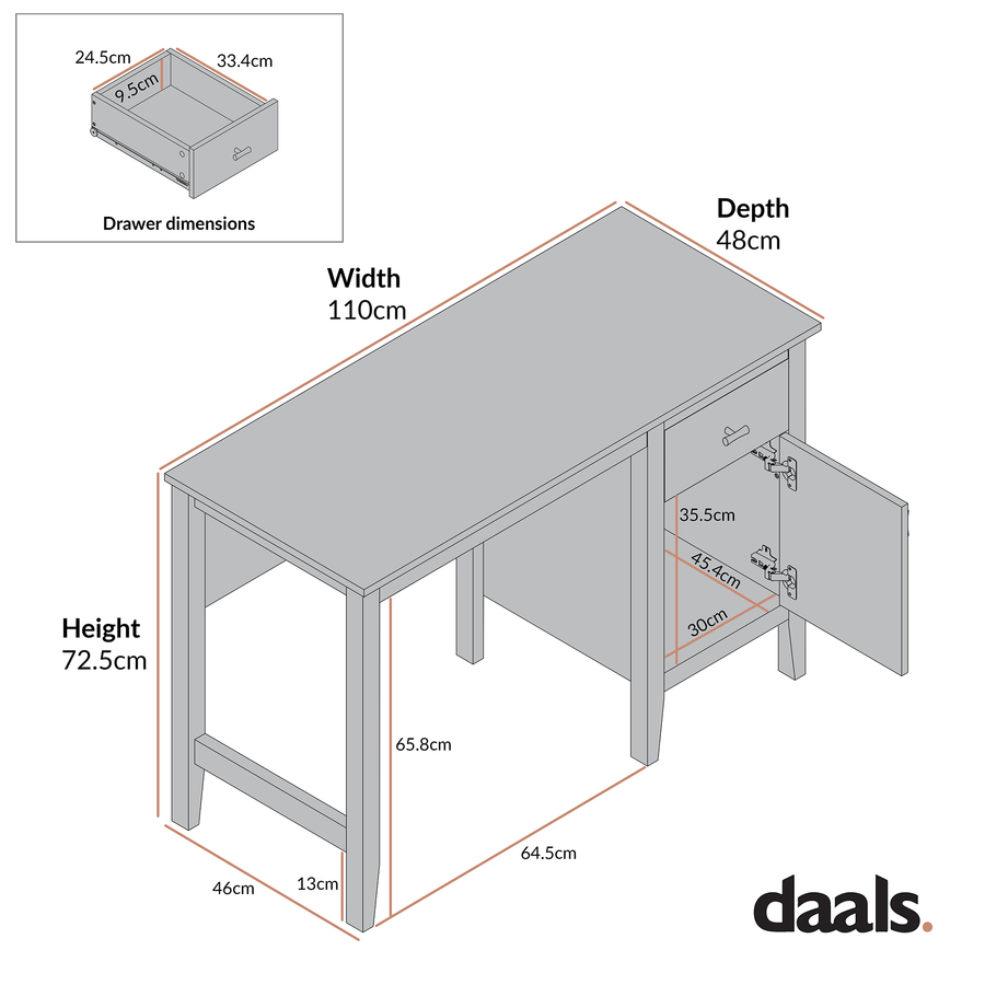 Oakham Writing Desk, Deep Greige