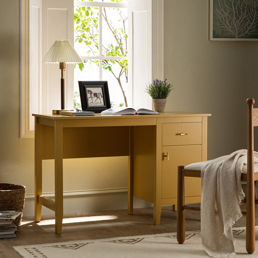 Oakham Writing Desk, Rattan Yellow