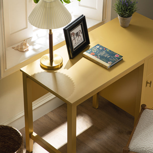 Oakham Writing Desk, Rattan Yellow