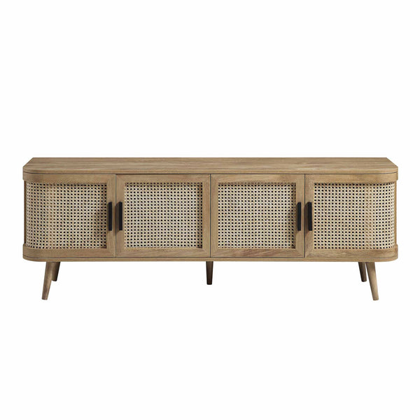 Izzy Curved Rattan 160cm Wide TV Unit, Natural