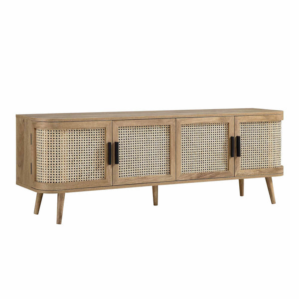 Izzy Curved Rattan 160cm Wide TV Unit, Natural