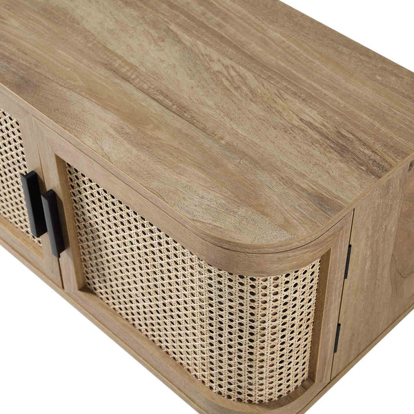 Izzy Curved Rattan 160cm Wide TV Unit, Natural