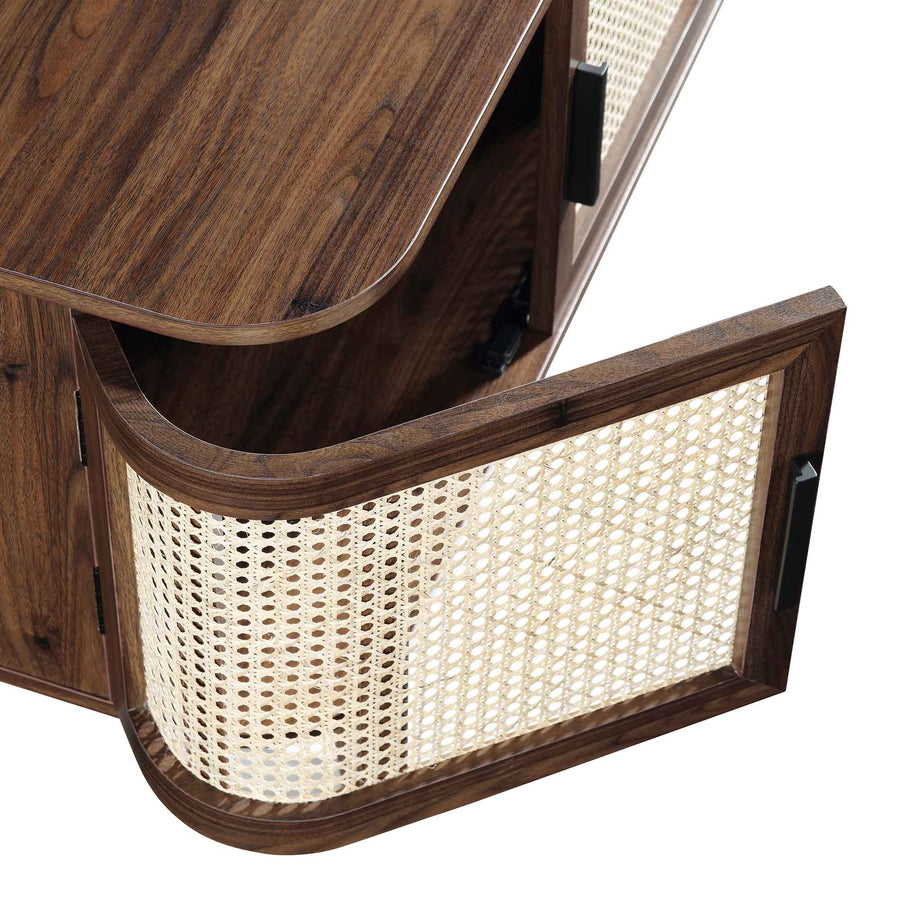Izzy Curved Rattan 160cm Wide TV Unit, Walnut