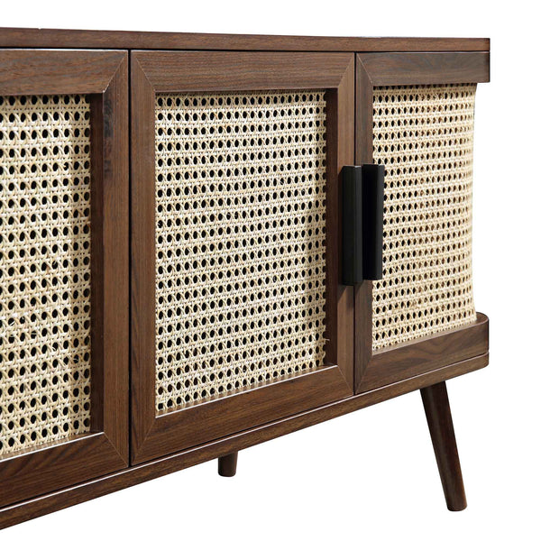 Izzy Curved Rattan 160cm Wide TV Unit, Walnut