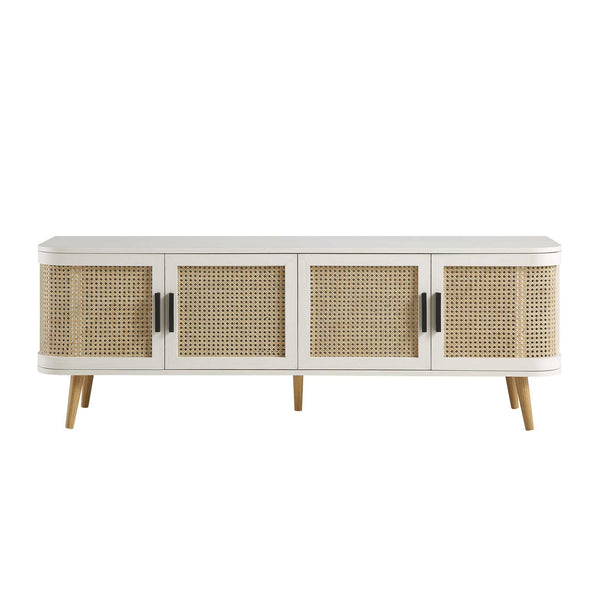 Izzy Curved Rattan 160cm Wide TV Unit, White