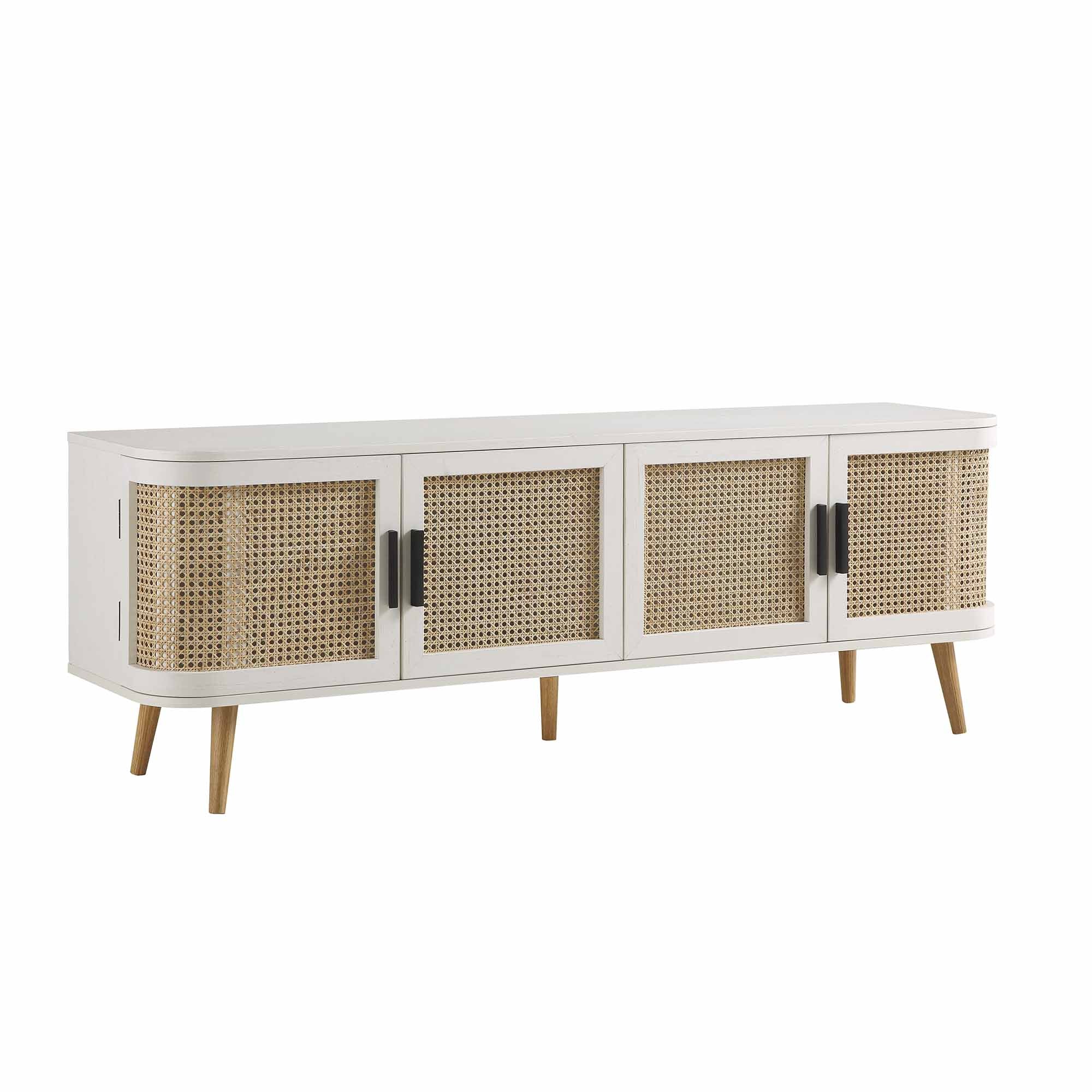 Izzy Curved Rattan 160cm Wide TV Unit, White