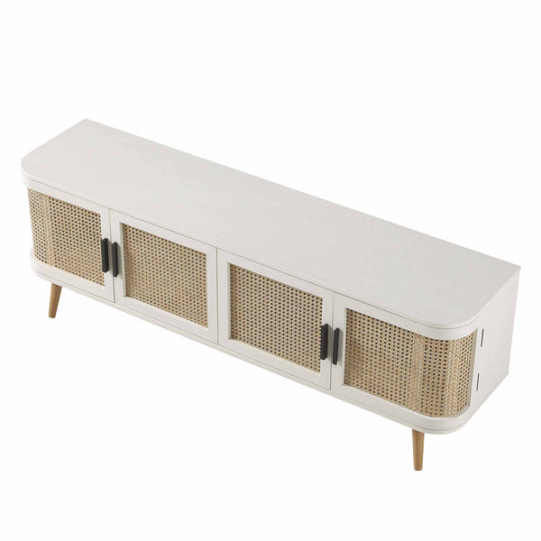 Izzy Curved Rattan 160cm Wide TV Unit, White