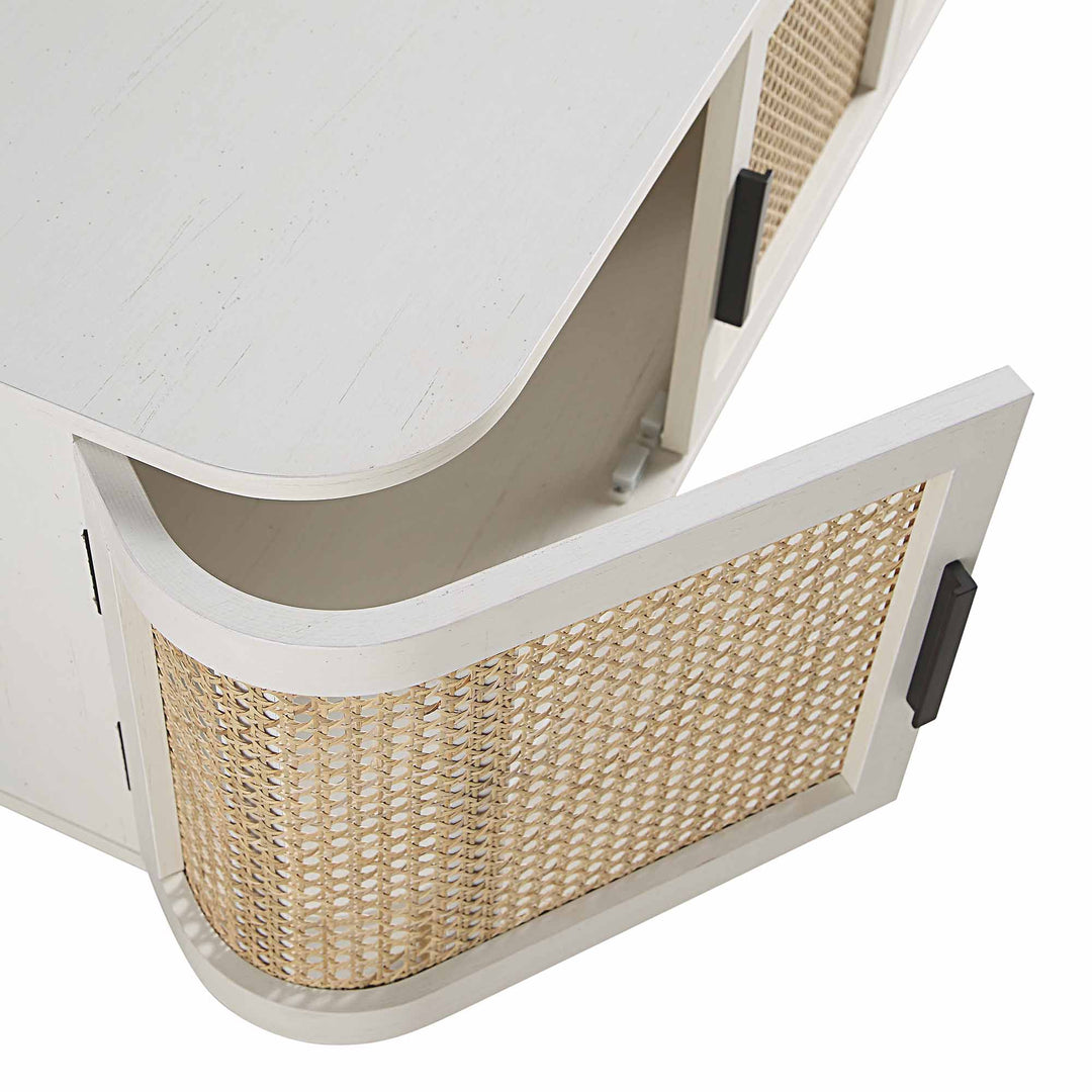 Izzy Curved Rattan 160cm Wide TV Unit, White | daals
